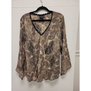 J‎ K L A II Blouse Paisley Print Top Unspecified Size Long Sleeve Women's Shirt